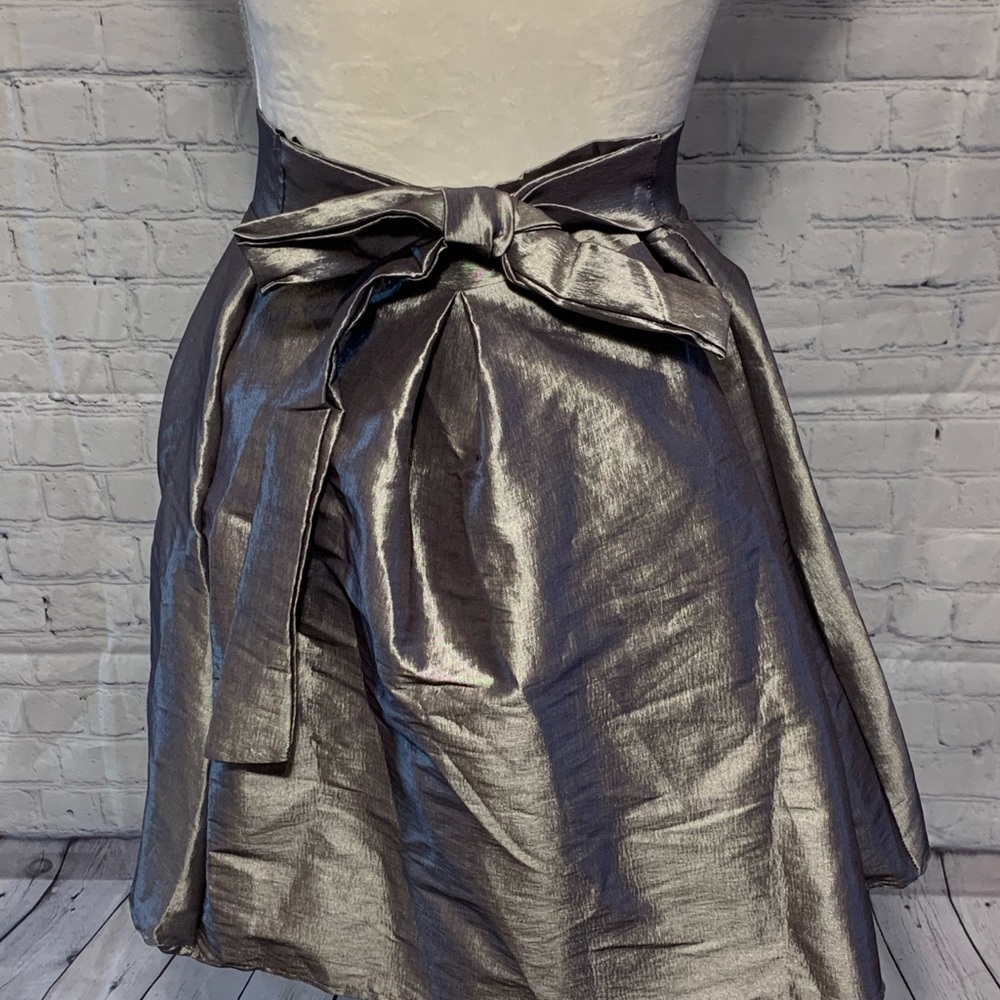 Cleo Metallic Flared A-Line Swing Casual Party Mini Dresses with Belt Mini Skirt
